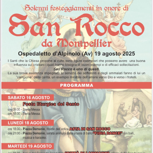 Solenni festeggiamenti in onore di San Rocco